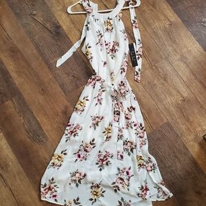 White Floral Print Sun Dress